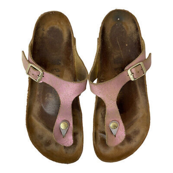 birkenstock gizeh washed metallic pink